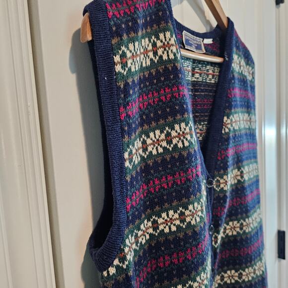 Vintage Sweater Vest Womens Sz XL Blue Twee Preppy Granny Knit Academia Retro - Picture 4 of 7